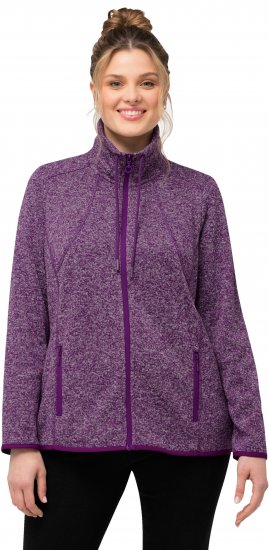 Ulla Popken Heather Knit Fleece Jacket Dark Purple - Pulovere & hanorace - 
