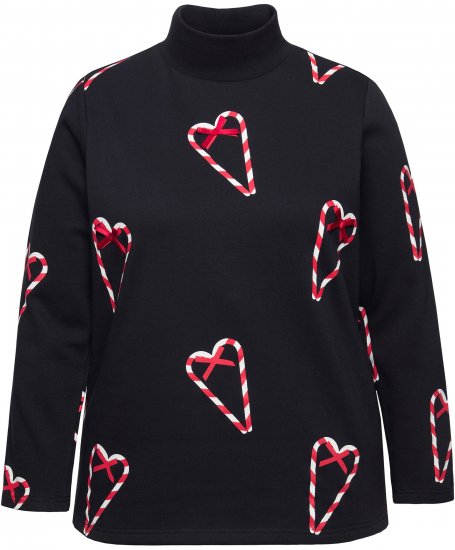 Ulla Popken Candy Cane Graphic Sweatshirt Black - Pulovere & hanorace - 