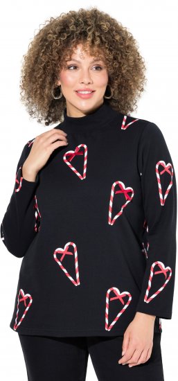 Ulla Popken Candy Cane Graphic Sweatshirt Black - Pulovere & hanorace - 