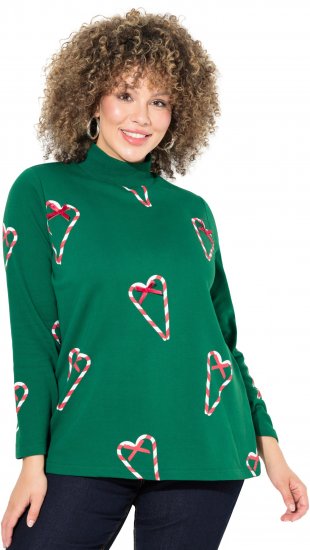 Ulla Popken Candy Cane Graphic Sweatshirt Meadow Green - Pulovere & hanorace - 
