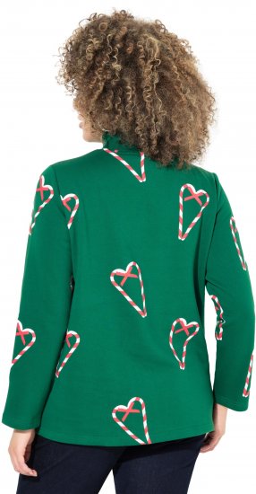 Ulla Popken Candy Cane Graphic Sweatshirt Meadow Green - Pulovere & hanorace - 