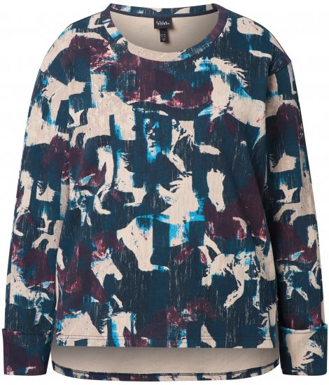 Ulla Popken Horse Print Long Sleeve Sweatshirt Navy - Pulovere & hanorace - 