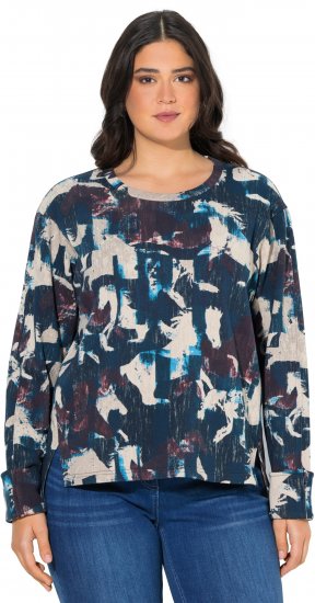 Ulla Popken Horse Print Long Sleeve Sweatshirt Navy - Pulovere & hanorace - 