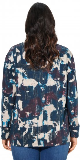 Ulla Popken Horse Print Long Sleeve Sweatshirt Navy - Pulovere & hanorace - 