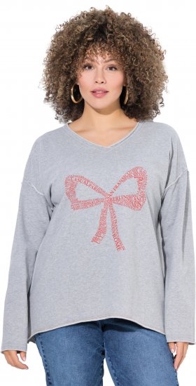 Ulla Popken Bow City Lettering Sweatshirt Light Grey Melange - Pulovere & hanorace - 