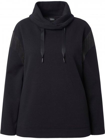 Ulla Popken Chain Fringe Smooth Fleece Sweatshirt Black - Pulovere & hanorace - 