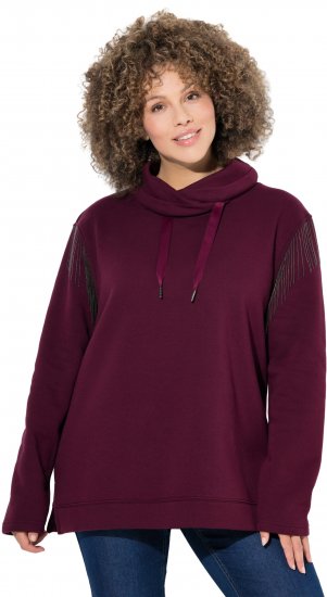 Ulla Popken Chain Fringe Smooth Fleece Sweatshirt Dark Wine Red - Pulovere & hanorace - 