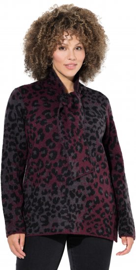 Ulla Popken Leopard Print Scarf Sweater Dark Wine Red - Pulovere & hanorace - 