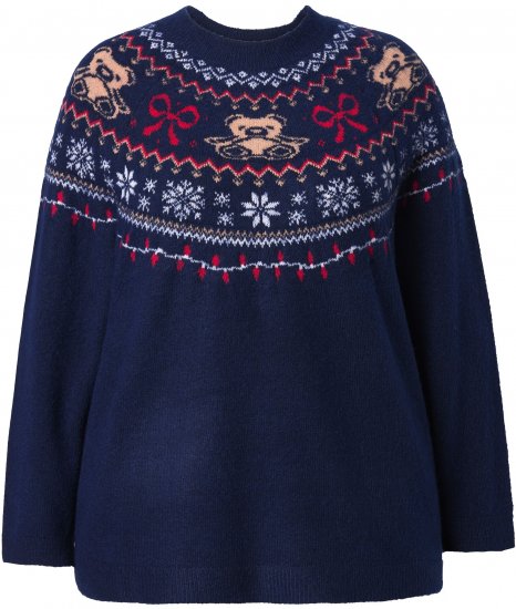 Ulla Popken Norwegian Style Christmas Sweater Blue - Pulovere & hanorace - 
