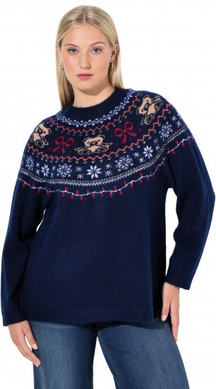 Ulla Popken Norwegian Style Christmas Sweater Blue - Pulovere & hanorace - 
