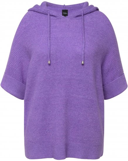 Ulla Popken Fuzzy Knit Short Sleeve Hoodie Pale Lilac - Pulovere & hanorace - 