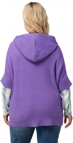 Ulla Popken Fuzzy Knit Short Sleeve Hoodie Pale Lilac - Pulovere & hanorace - 