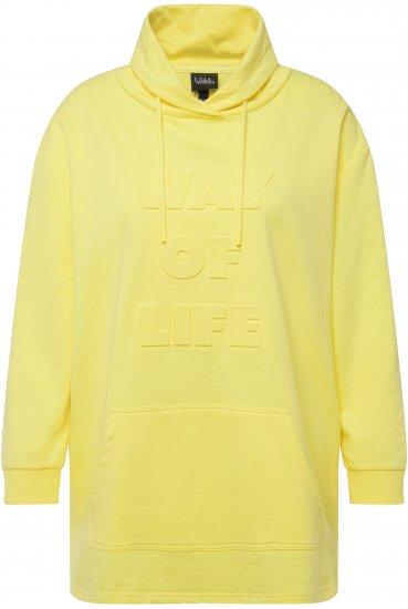 Ulla Popken Embossed Letter Sweatshirt Lemon Yellow - Pulovere & hanorace - 