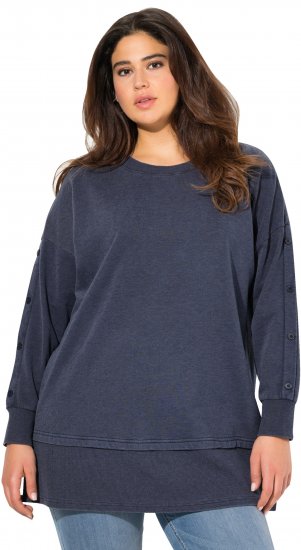 Ulla Popken Layered Look Button Sleeve Sweatshirt Navy - Pulovere & hanorace - 