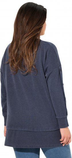 Ulla Popken Layered Look Button Sleeve Sweatshirt Navy - Pulovere & hanorace - 