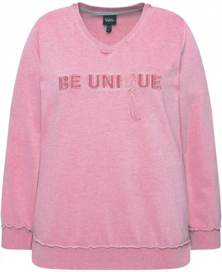 Ulla Popken Graphic BE UNIQUE Inverted Seam Sweatshirt Raspberry - Pulovere & hanorace - 