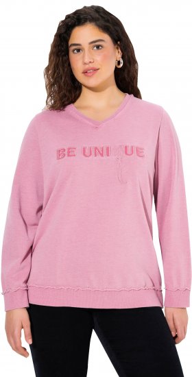 Ulla Popken Graphic BE UNIQUE Inverted Seam Sweatshirt Raspberry - Pulovere & hanorace - 