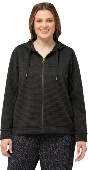 Ulla Popken Textured Metallic Knit Sweatshirt With Hood Graphite Grey - Pulovere & hanorace - 