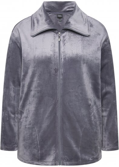 Ulla Popken Velour Loungewear Jacket Dark Grey - Pulovere & hanorace - 