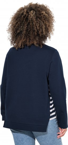 Ulla Popken Stripe Panel Long Sleeve V-Neck Sweatshirt Navy - Pulovere & hanorace - 