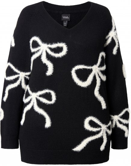 Ulla Popken Glitter Bow Sweater Black - Pulovere & hanorace - 