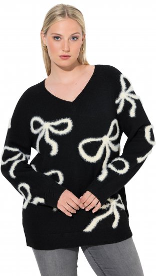 Ulla Popken Glitter Bow Sweater Black - Pulovere & hanorace - 