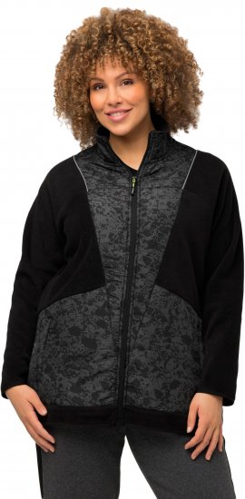 Ulla Popken Patch Print Fleece Jacket Black - Pulovere & hanorace - 