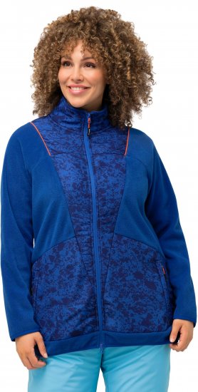 Ulla Popken Patch Print Fleece Jacket Denim Blue - Pulovere & hanorace - 