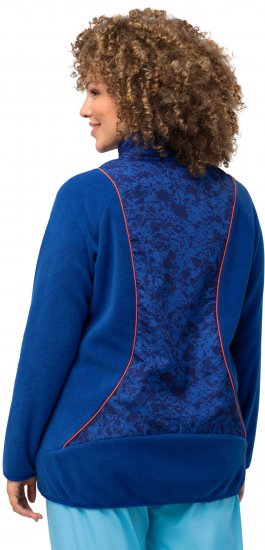 Ulla Popken Patch Print Fleece Jacket Denim Blue - Pulovere & hanorace - 