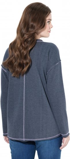 Ulla Popken Houston Textured Lettering Sweatshirt Navy - Pulovere & hanorace - 