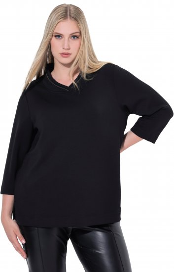 Ulla Popken Decorative Chain Collar Sweatshirt Black - Pulovere & hanorace - 