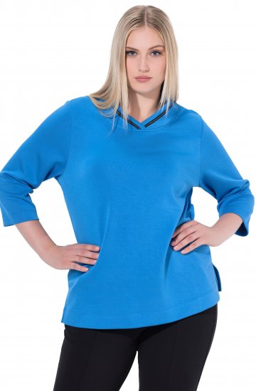 Ulla Popken Classic Fit with Side Slits 3/4 Sleeve Sweatshirt Royal Blue - Pulovere & hanorace - 