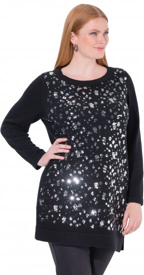 Ulla Popken Sequined Soft Fine Knit Sweater Black - Pulovere & hanorace - 