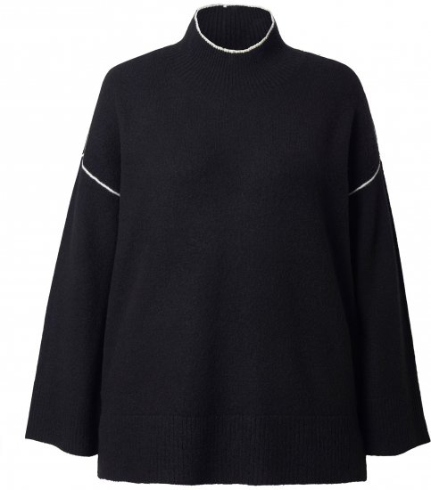 Ulla Popken Decorative Seam Contrast Color Sweater Black - Pulovere & hanorace - 
