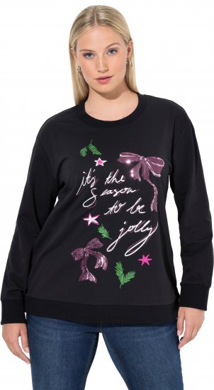 Ulla Popken Sparkling Sequin Bows Christmas Sweatshirt Black - Pulovere & hanorace - 