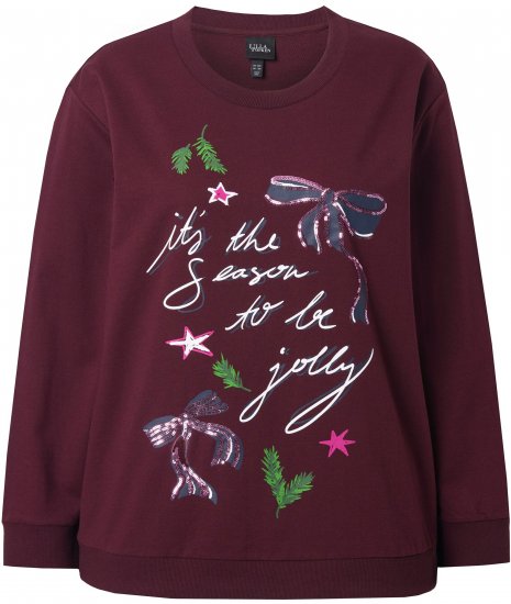 Ulla Popken Sparkling Sequin Bows Christmas Sweatshirt Plum - Pulovere & hanorace - 