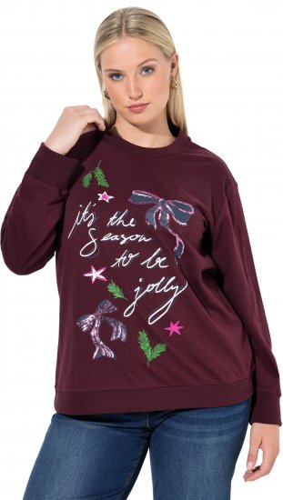 Ulla Popken Sparkling Sequin Bows Christmas Sweatshirt Plum - Pulovere & hanorace - 