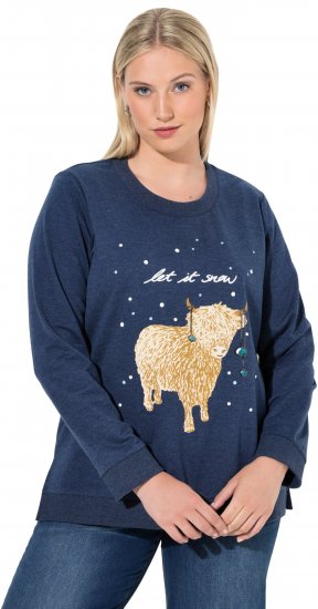 Ulla Popken Let It Snow Sequins Sweatshirt Ink Blue - Pulovere & hanorace - 