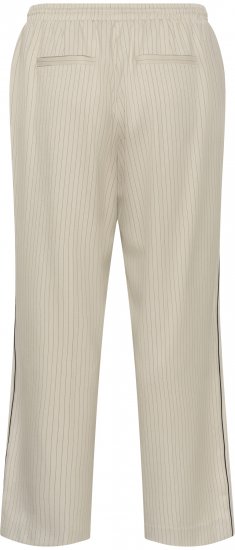Kaffe Curve Sirana Pants Beige Melange/Black Stripe - Pantaloni din material textil - 