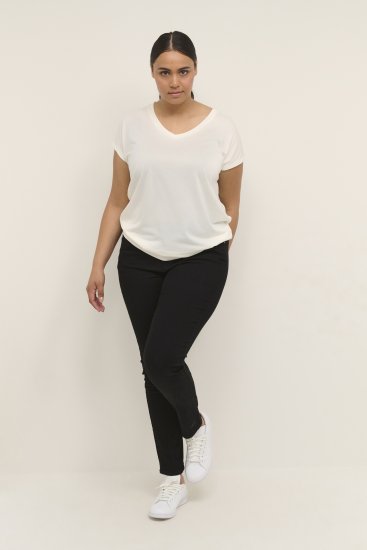 Kaffe Curve Lina V-Neck T-Shirt White - Tricouri - 