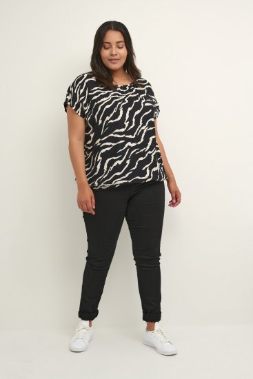 Kaffe Curve Sonna Stanley Top Negru/Antique Imprimeu zebra - Tricouri - 