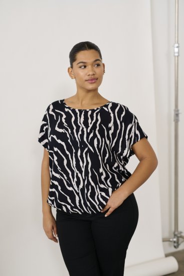 Kaffe Curve Sonna Stanley Top Negru/Antique Imprimeu zebra - Tricouri - 