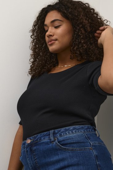 Kaffe Curve Carina Tricou Negru intens - Tricouri - 