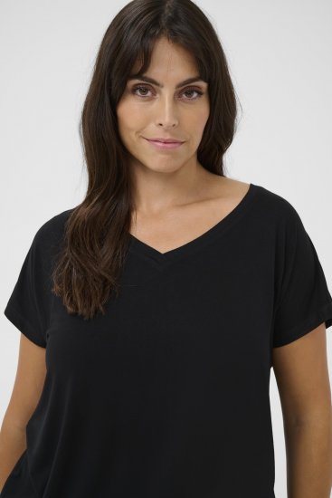 Kaffe Curve Jena V-Neck Tricou Negru intens - Tricouri - 