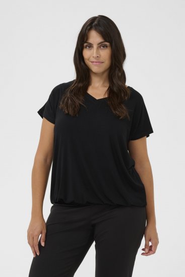 Kaffe Curve Jena V-Neck Tricou Negru intens - Tricouri - 