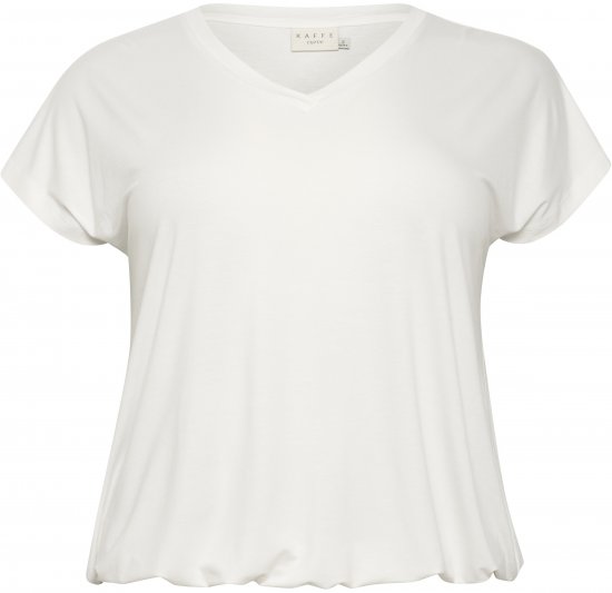 Kaffe Curve Jena V-Neck Tricou Chalk - Tricouri - 