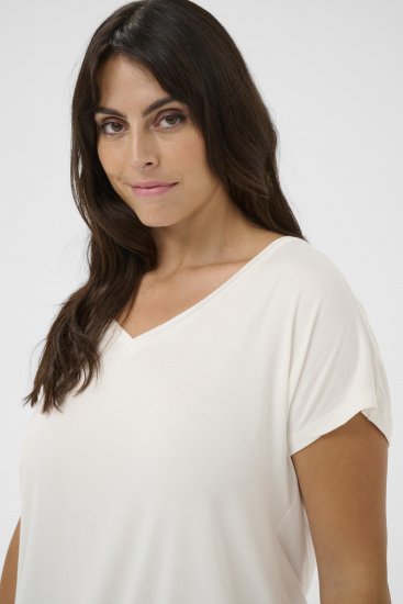 Kaffe Curve Jena V-Neck Tricou Chalk - Tricouri - 