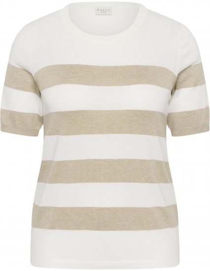 Kaffe Curve Lizzy Striped Pullover Chalk/Feather Grey Bold Stripe - Tricouri - 