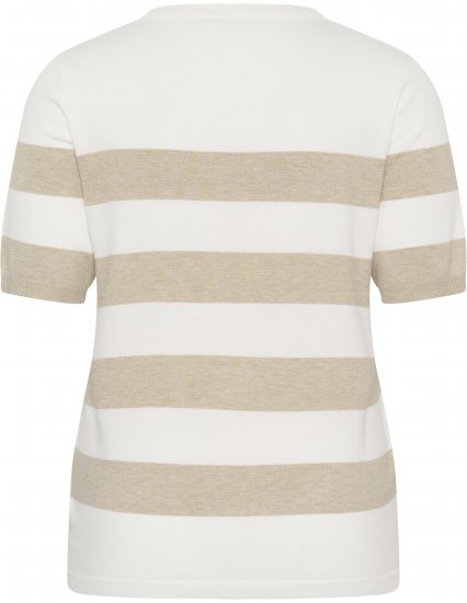 Kaffe Curve Lizzy Striped Pullover Chalk/Feather Grey Bold Stripe - Tricouri - 