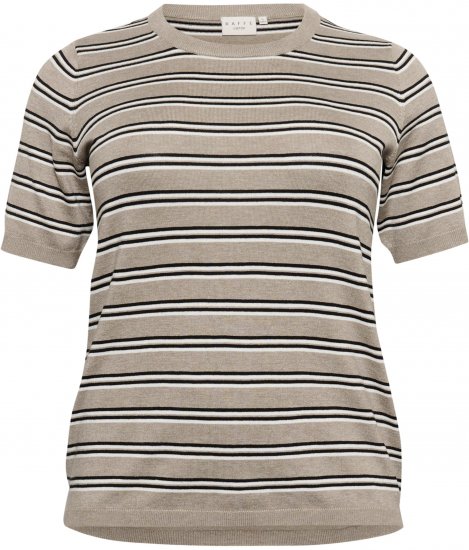 Kaffe Curve Lizzy Pulover în dungi Bej/Negru - Tricouri imprimate pentru femei - 